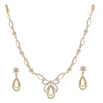 American Diamond Rose Gold Plated Love Shaped Pendant Necklace Set with Chain & Stud Earring for Girls and Women