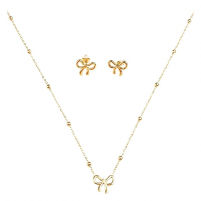 Gold Plated Anti Tarnish Pendant Chain Set with Earrings