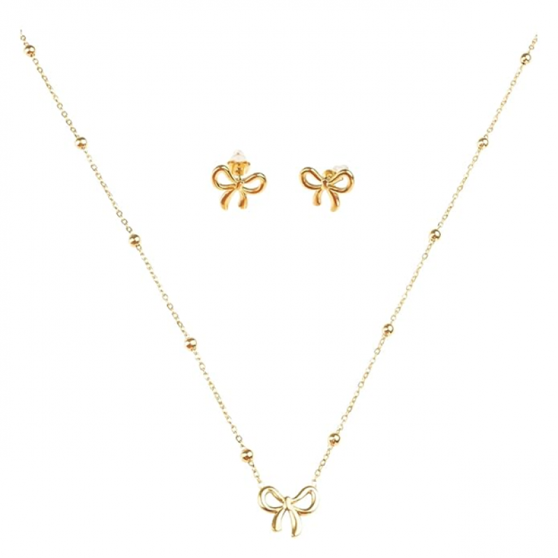 Gold Plated Anti Tarnish Pendant Chain Set with Earrings