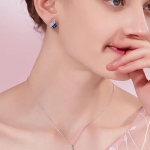 Eye Catchy Stone Rhodium Silver Chain Pendant Necklace Set For Girls & Women