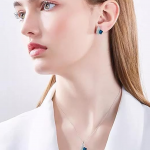 Eye Catchy Stone Rhodium Silver Chain Pendant Necklace Set For Girls & Women