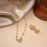 Gold Plated Anti Tarnish Pendant Chain Set with Earrings