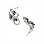 Rhodium-Plated with Silver-Toned White Cubic Zirconia & American Diamond studded Necklace and Drop Earrings Jewellery Set for women